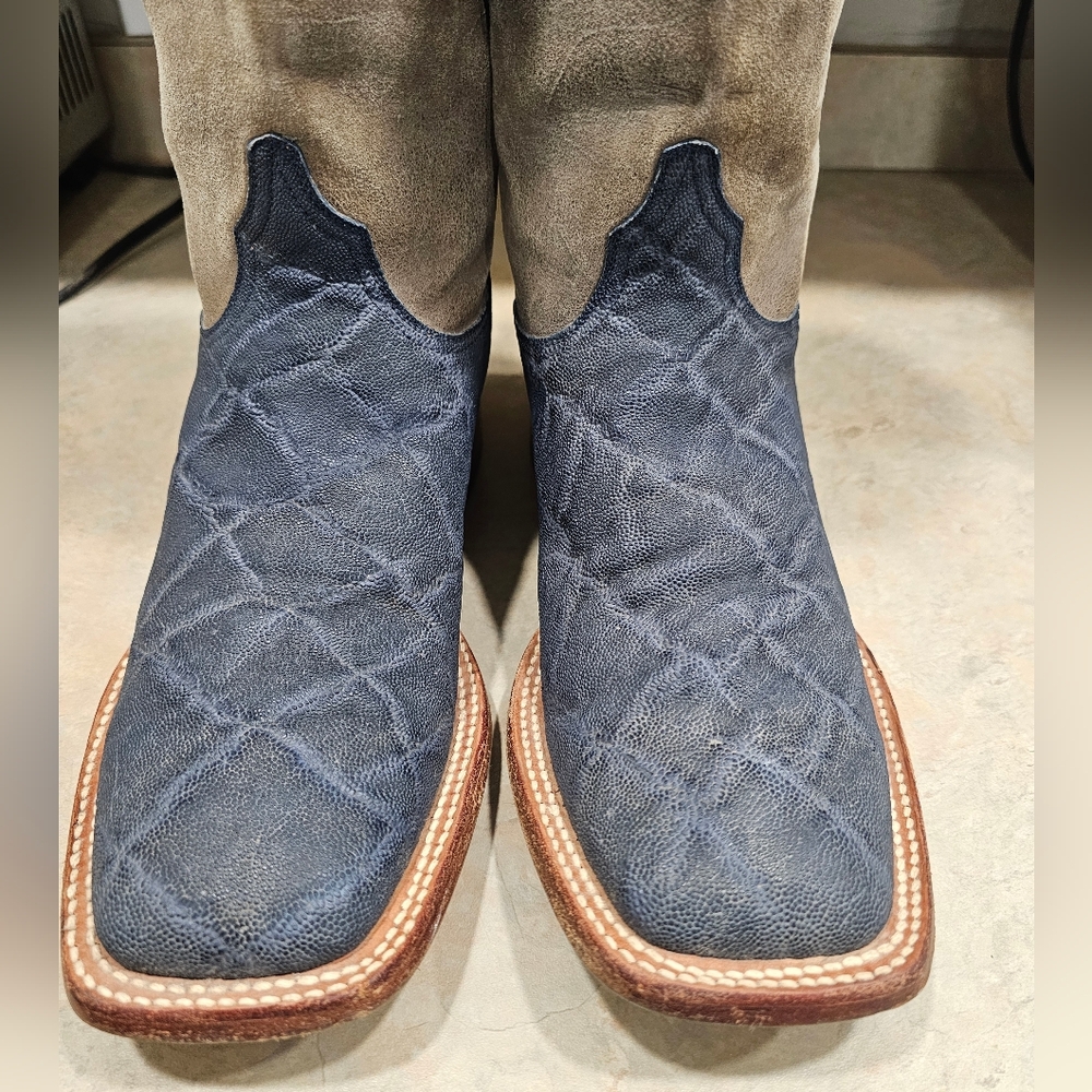 Mens 10.5 Black Jack Midnight Blue Elephant Square Cowboy Boots